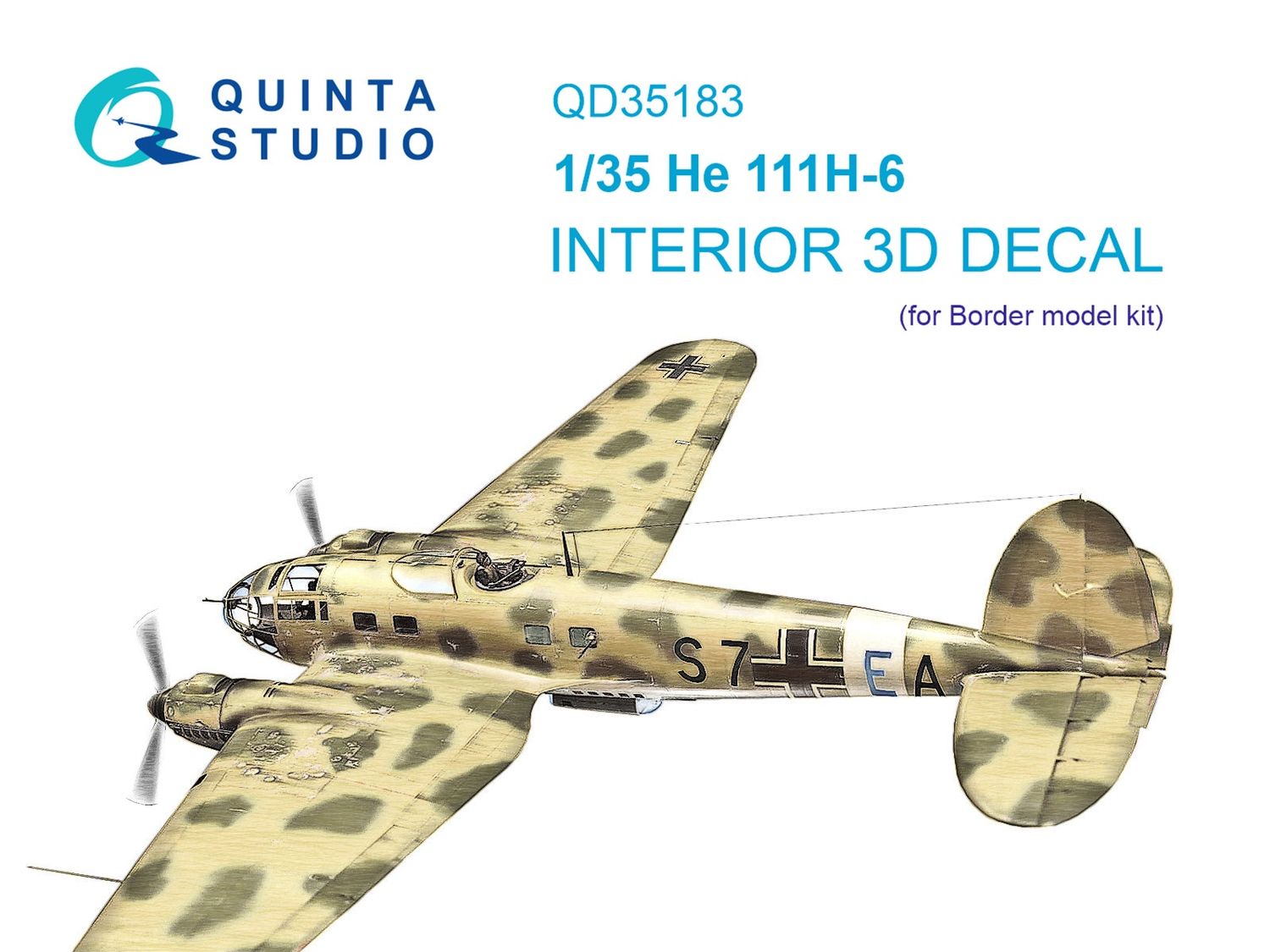 QD35183 - He 111H-6 3D-Printed &amp; coloured Interior on decal paper (Border Model) - 1:35