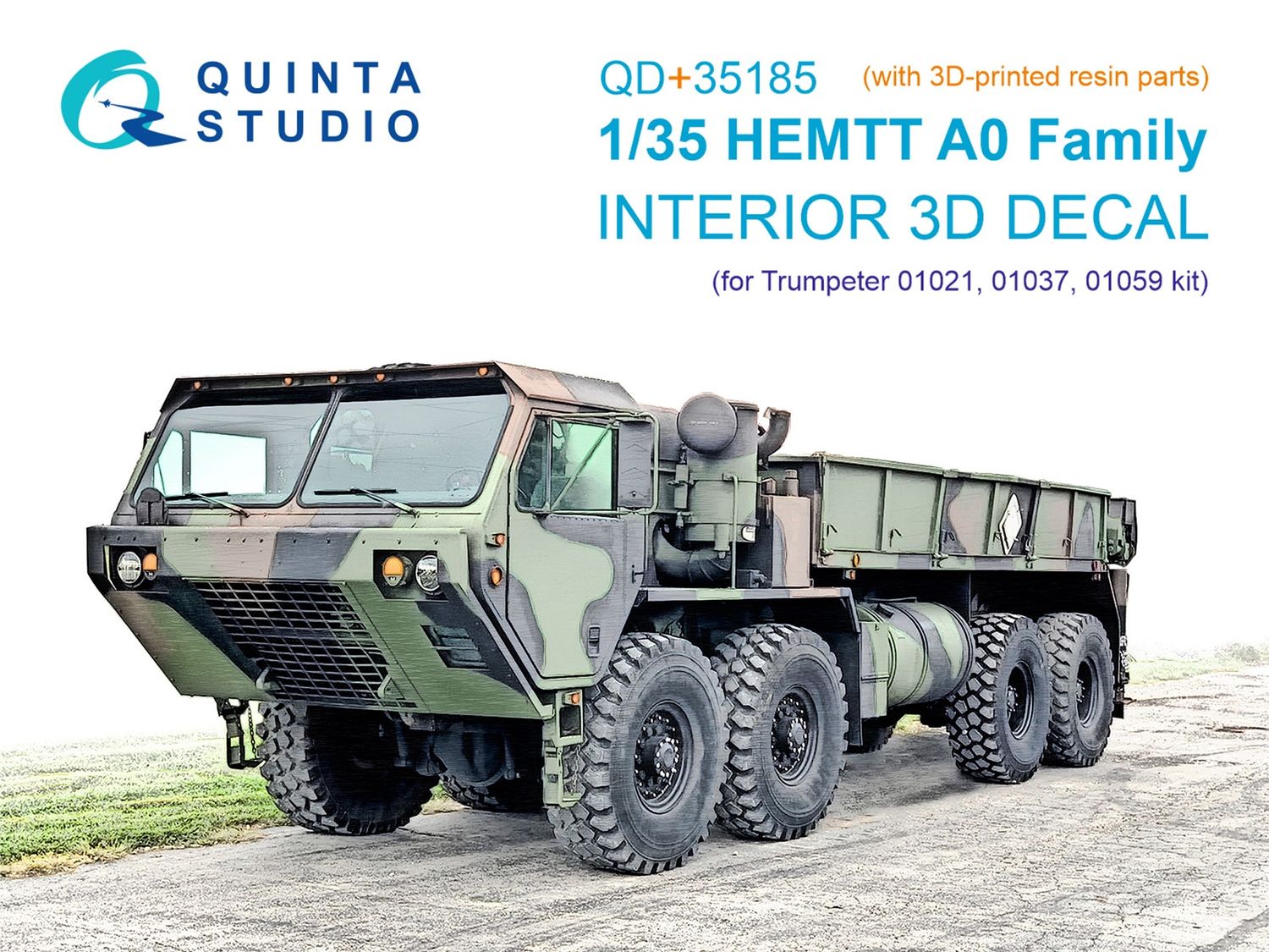 QD+35185 - HEMTT A0 Family 3D-Printed &amp; coloured Interior on decal paper (Trumpeter) (with 3D-printed resin parts) - 1:35
