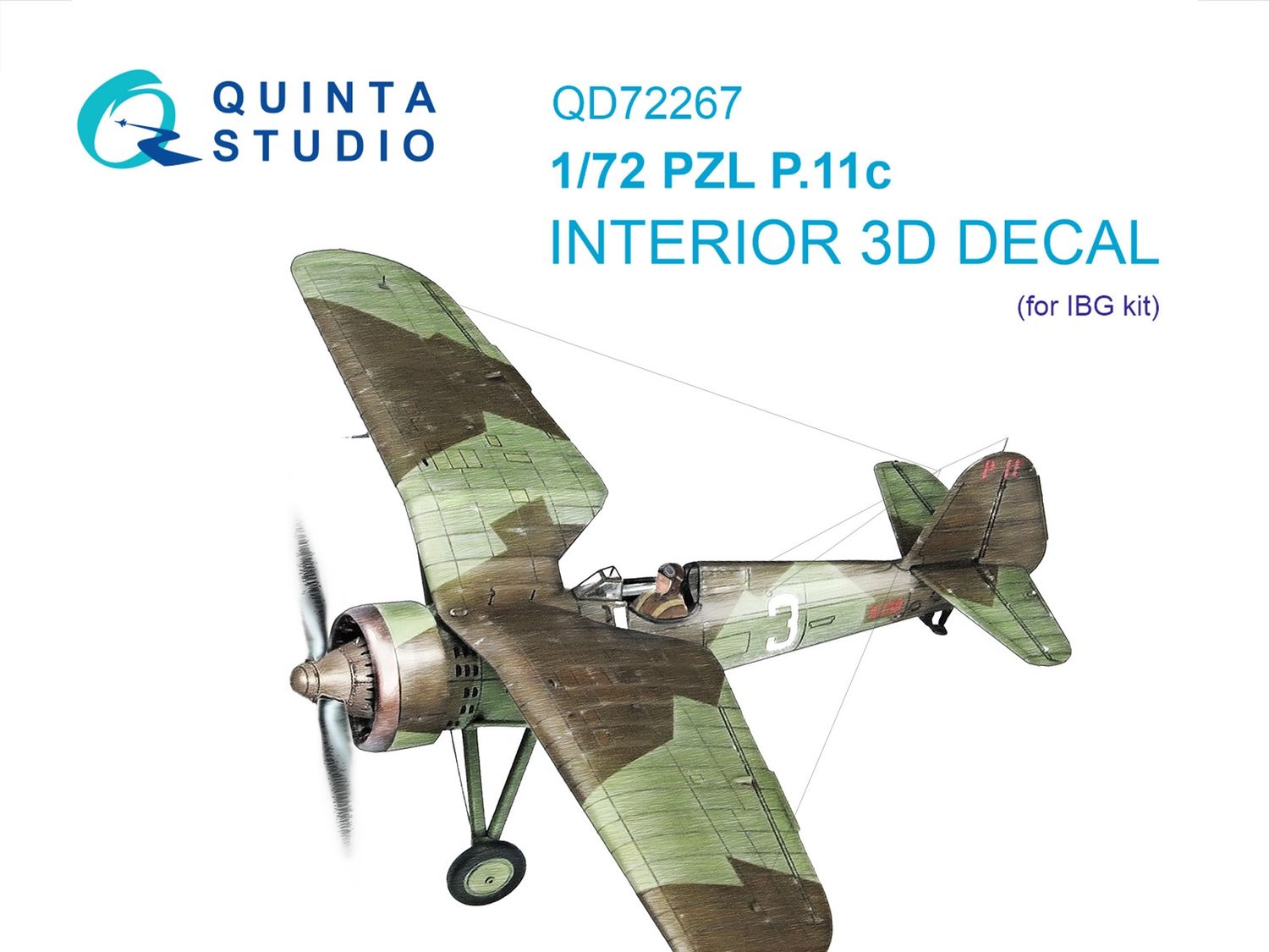 QD72267 - PZL P.11c 3D-Printed &amp; coloured Interior on decal paper (IBG) - 1:72