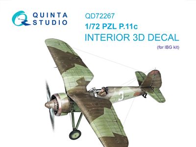 QD72267 - PZL P.11c 3D-Printed &amp; coloured Interior on decal paper (IBG) - 1:72