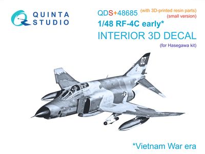 QDS+48685 - RF-4C Phantom II (early) 3D-Printed &amp; coloured Interior on decal paper (Hasegawa) - Small version (with 3D-printed resin parts) - 1:48