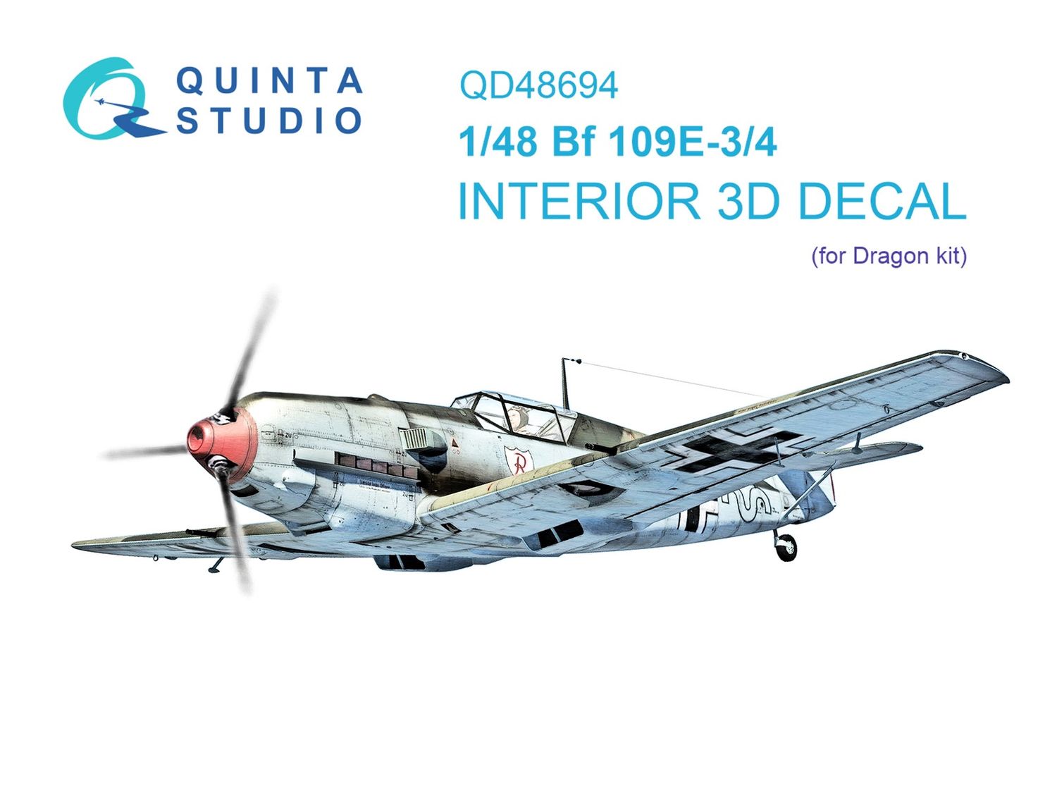 QD48694 - Bf 109E-3/E-4 3D-Printed &amp; coloured Interior on decal paper (Dragon) - 1:48
