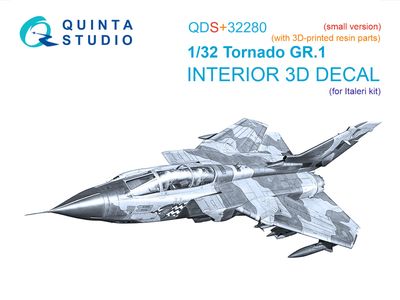 QDS+32280 - Tornado Gr.1 3D-Printed &amp; coloured Interior on decal paper (Italeri) - Small version - (with 3D-printed resin parts) - 1:32