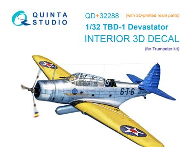 QD+32288 - TBD-1 Devastator 3D-Printed &amp; coloured Interior on decal paper (Trumpeter) (with 3D-printed resin parts) - 1:32