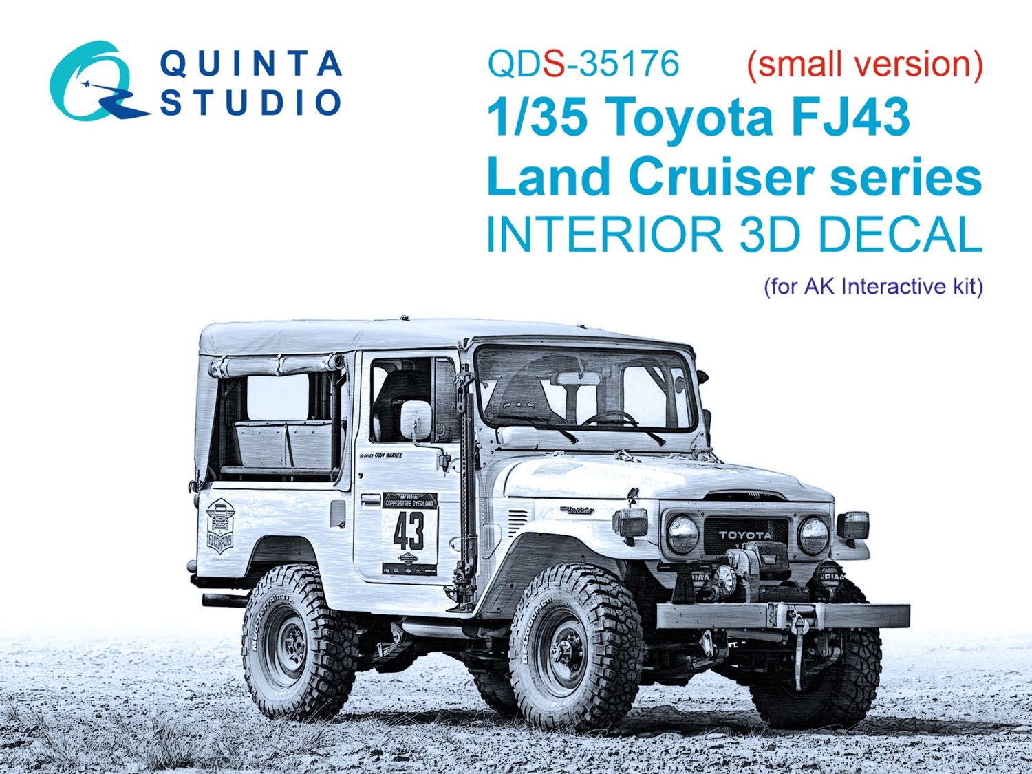 QDS-35176 - Toyota FJ43 Land Cruiser series 3D-Printed &amp; coloured Interior on decal paper (AK Interactive) - Small version - 1:35