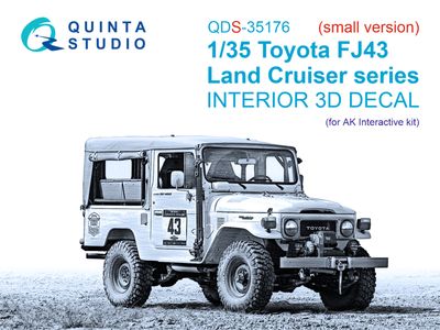 QDS-35176 - Toyota FJ43 Land Cruiser series 3D-Printed &amp; coloured Interior on decal paper (AK Interactive) - Small version - 1:35