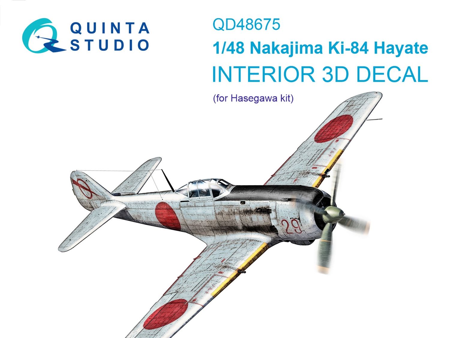 QD48675 - Nakajima Ki-84 Hayate 3D-Printed &amp; coloured Interior on decal paper (Hasegawa) - 1:48