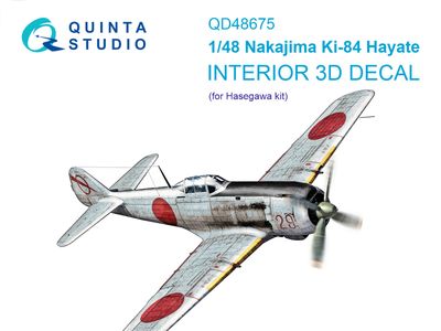 QD48675 - Nakajima Ki-84 Hayate 3D-Printed &amp; coloured Interior on decal paper (Hasegawa) - 1:48