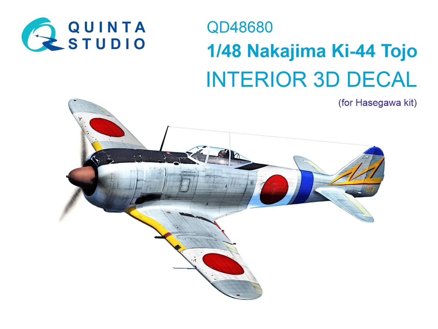 QD48680 - Nakajima Ki-44 3D-Printed &amp; coloured Interior on decal paper (Hasegawa) - 1:48
