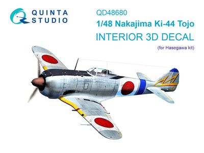 QD48680 - Nakajima Ki-44 3D-Printed &amp; coloured Interior on decal paper (Hasegawa) - 1:48