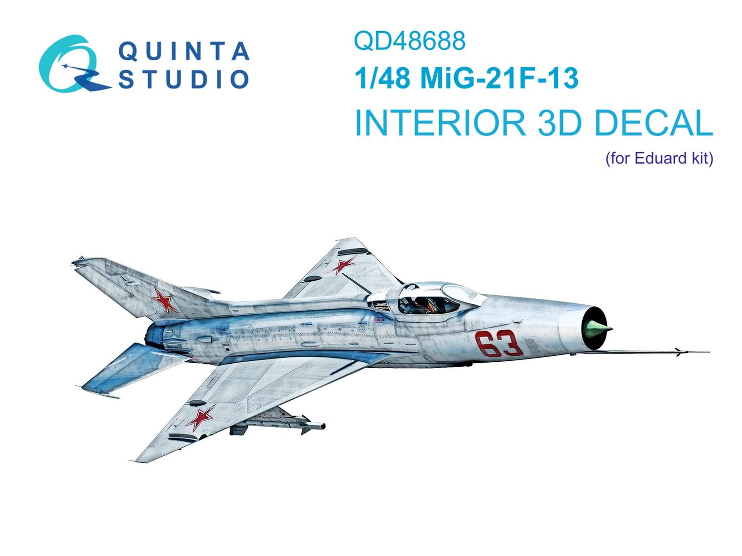 QD48688 - MiG-21F-13 3D-Printed &amp; coloured Interior on decal paper (Eduard) - 1:48