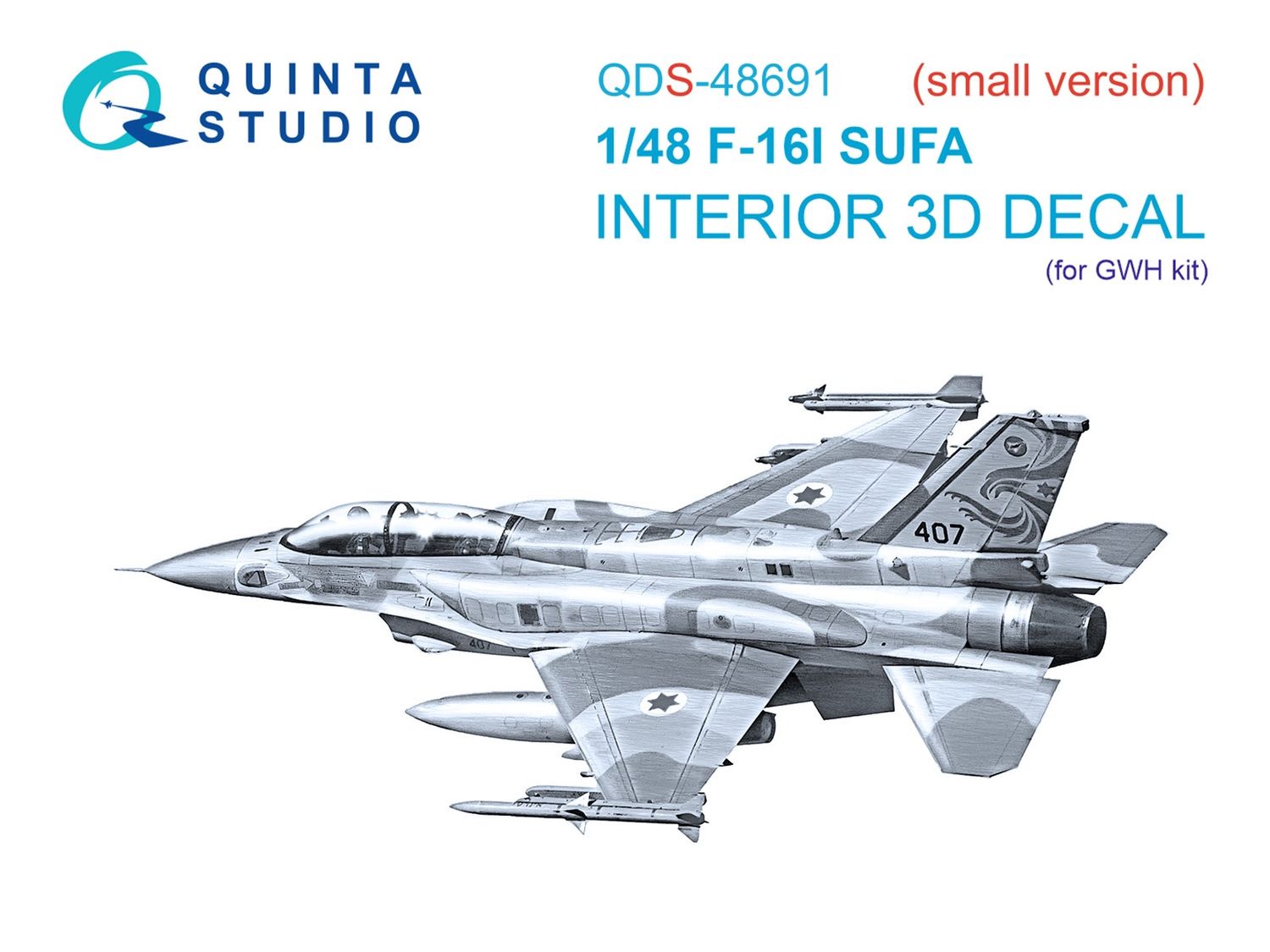 QDS-48691 - F-16I SUFA 3D-Printed &amp; coloured Interior on decal paper (GWH) - Small version - 1:48