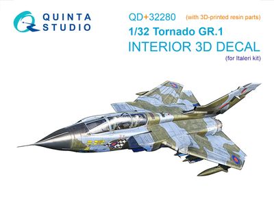 QD+32280 - Tornado Gr.1 3D-Printed &amp; coloured Interior on decal paper (Italeri) (with 3D-printed resin parts) - 1:32