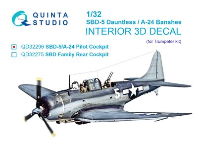 QD32296 - SBD-5 Dauntless/A-24B Banshee. Pilot's Cockpit 3D-Printed &amp; coloured Interior on decal paper (Trumpeter) - 1:32