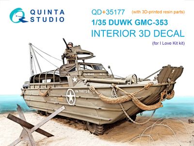 QD+35177 - GMC DUKW-353 3D-Printed &amp; coloured Interior on decal paper (I Love Kit) (with 3D-printed resin parts) - 1:35