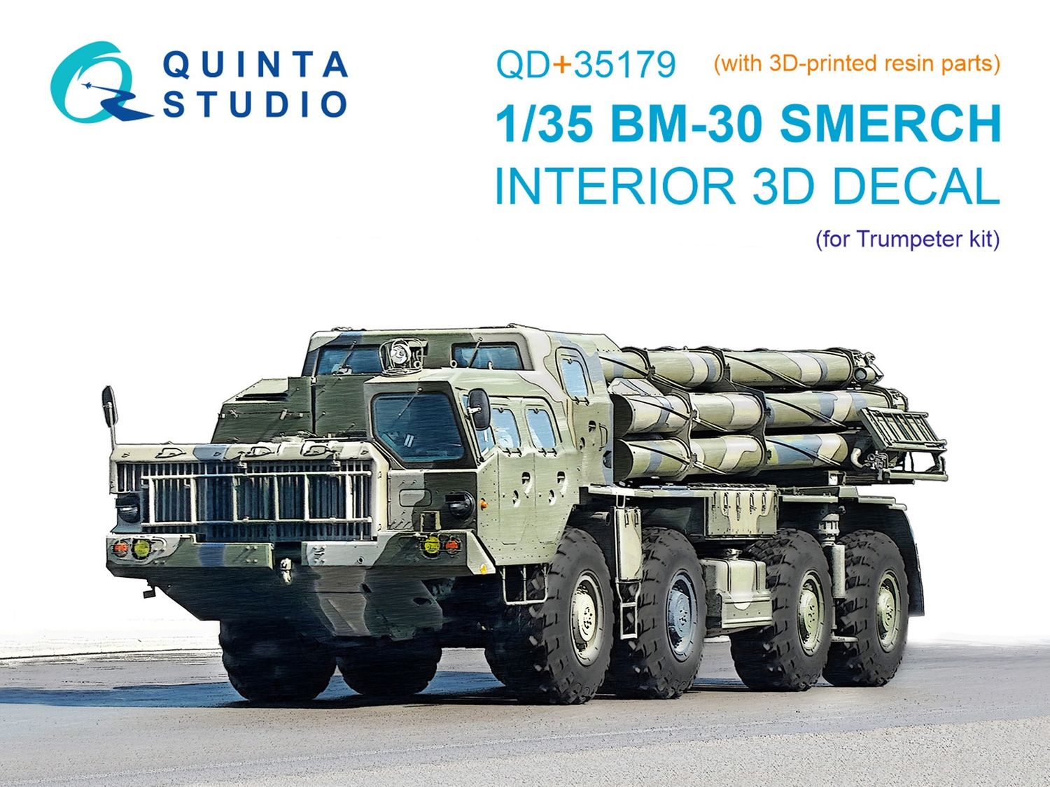 QD+35179 - BM-30 Smerch 3D-Printed &amp; coloured Interior on decal paper (Trumpeter) (with 3D-printed resin parts) - 1:35