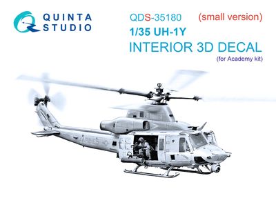 QDS-35180 - UH-1Y 3D-Printed &amp; coloured Interior on decal paper (Academy) - Small version - 1:35