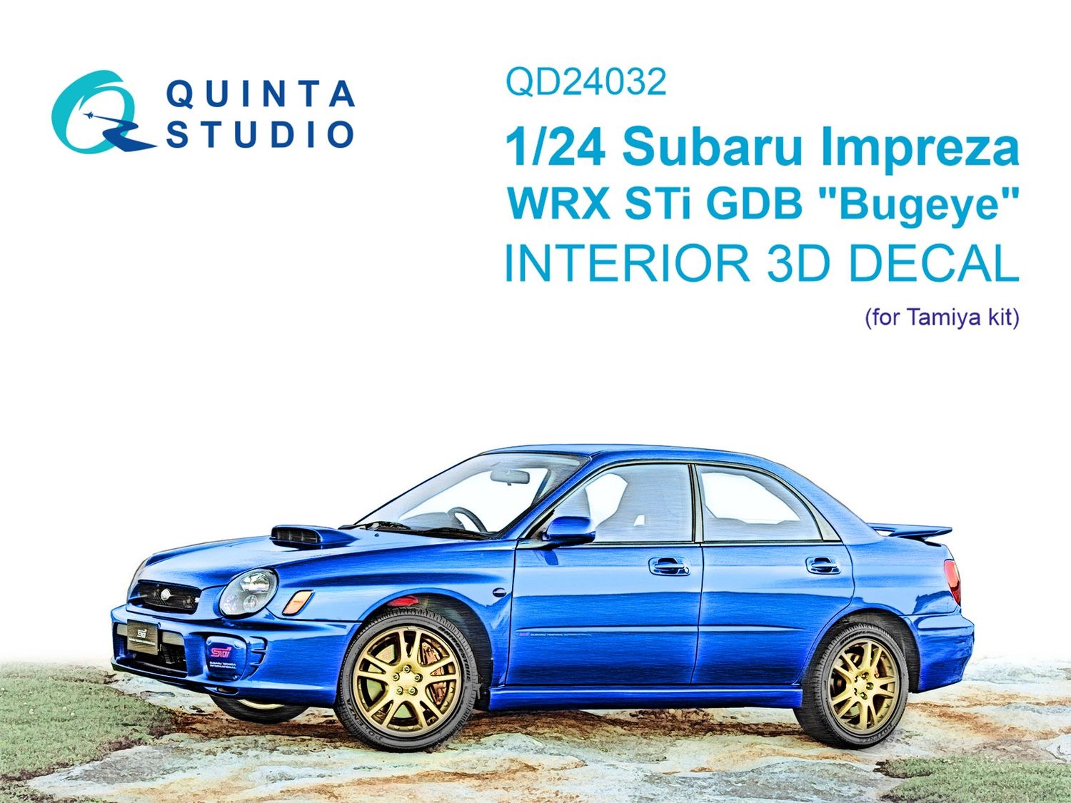 QD24032 - Subaru Impreza WRX STi GDB Bugeye 3D-Printed &amp; coloured Interior on decal paper (Tamiya) - 1:24