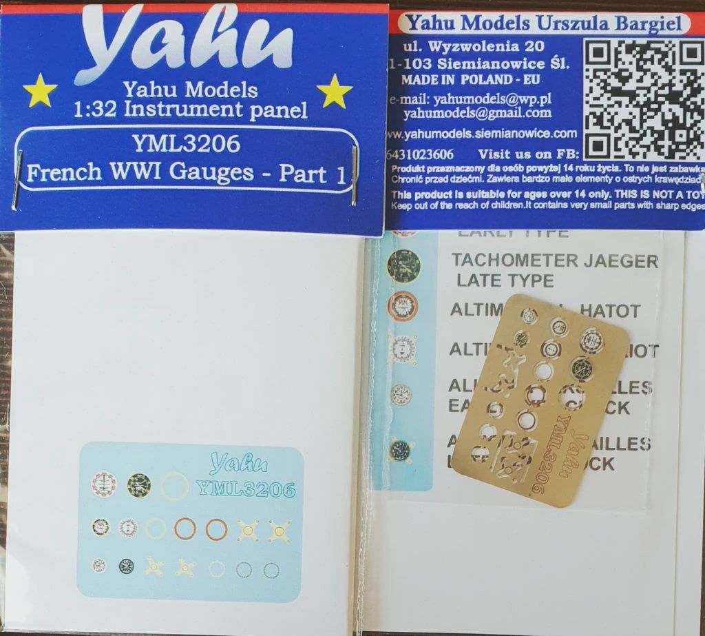 YML3206 - French WW1 Gauges part 1 - Instrument panel - 1:32