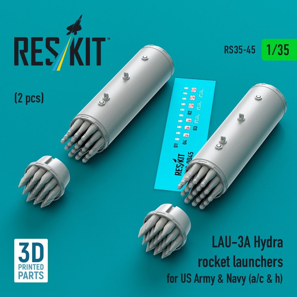RS35-0045 - LAU-3A Hydra rocket launchers for US Army&amp;Navy(a/c&amp;h)(2pcs) 3D printed model kit - 1:35