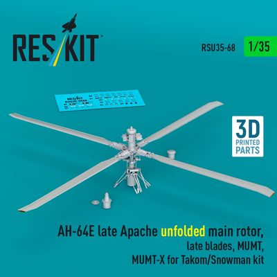 RSU35-0068 - AH-64E late Apache unfolded main rotor,late blades,MUMT,MUMT-X for Takom/Snowman kit 3D printed model kit - 1:35