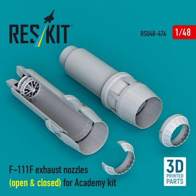 RSU48-0474 - F-111F exhaust nozzles(open&amp;closed) for Academy kit 3D printed model kit - 1:48