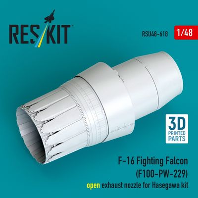 RSU48-0618 - F-16 Fighting Falcon(F100-PW-229) open exhaust nozzle for Hasegawa kit 3D printed model kit - 1:48