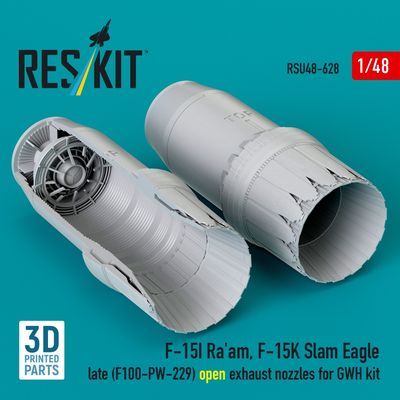 RSU48-0628 - F‑15I Ra'am,F‑15K Slam Eagle late(F100-PW-229) open exhaust nozzles for GWH kit 3D printed model kit - 1:48
