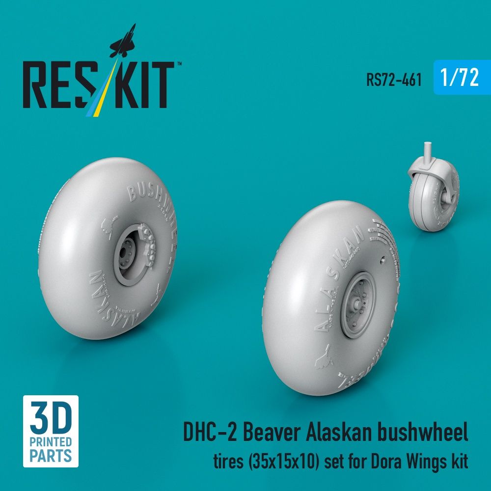 RS72-0461 - DHC-2 Beaver Alaskan bushwheel tires(35x15x10) set for Dora Wings kit 3D printed model kit - 1:72
