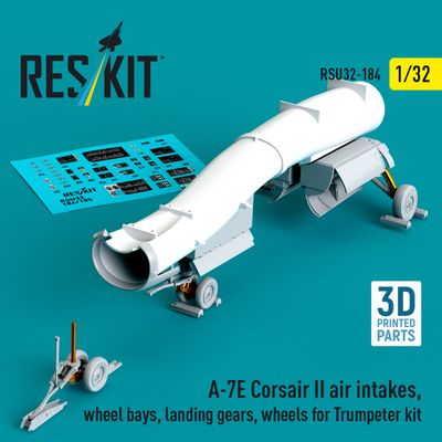 RSU32-0184 - A-7E Corsair II air intakes, wheel bays, landing gears, wheels for Trumpeter kit 3D printed model kit - 1:32