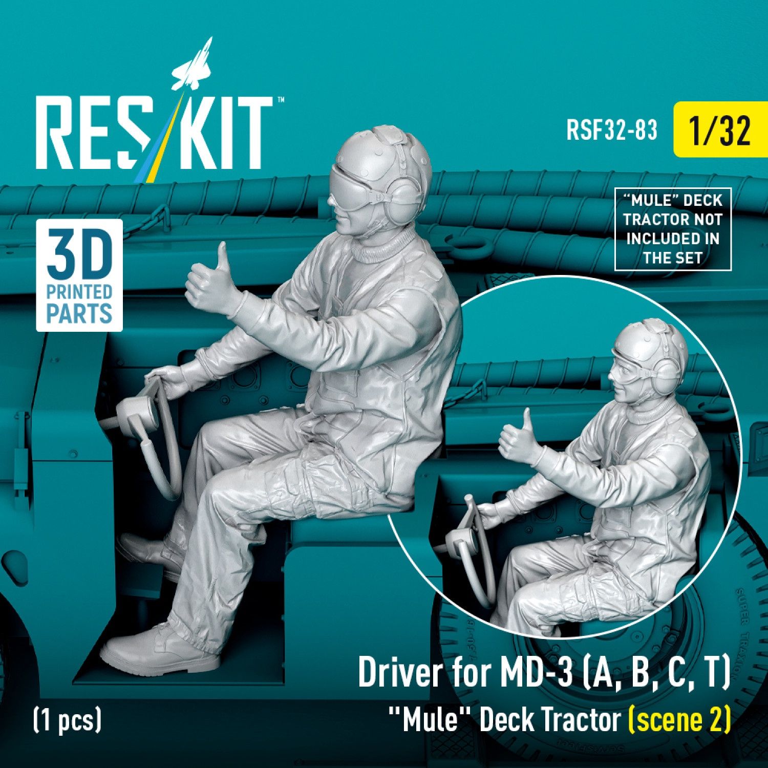 RSF32-0083 - Driver for MD-3 (A, B, C, T) "Mule" Deck Tractor (scene 2) (1 pcs) - 1:32