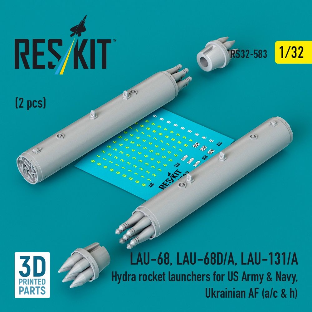 RS32-0583 - LAU-68,LAU-68D/A,LAU-131/A Hydra rocket launchers for US Army &amp; Navy,Ukrainian AF(a/c&amp;h)(2pcs) 3D printed model kit - 1:32