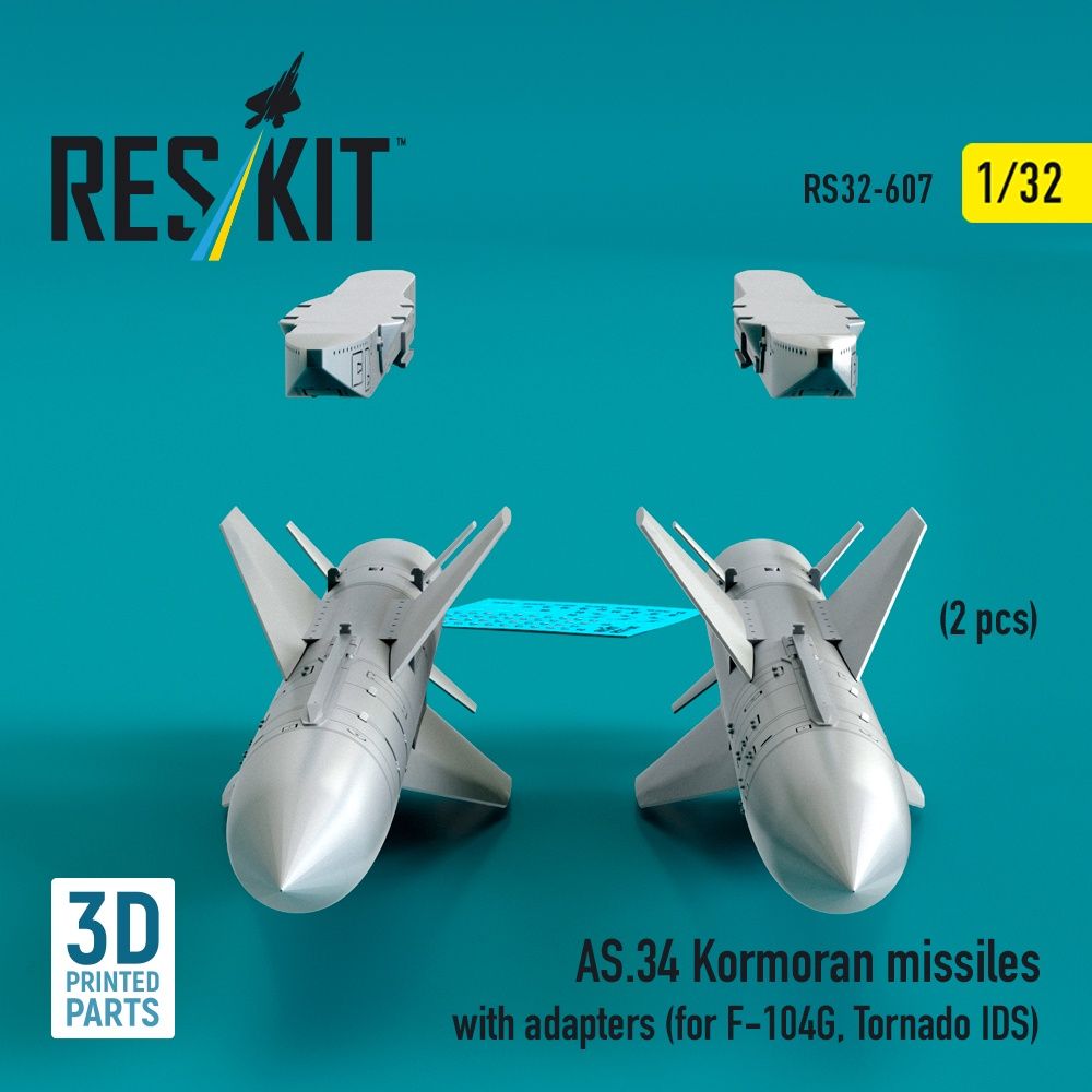 RS32-0607 - AS.34 Kormoran missiles with adapters(2 pcs) 3D printed model kit - 1:32