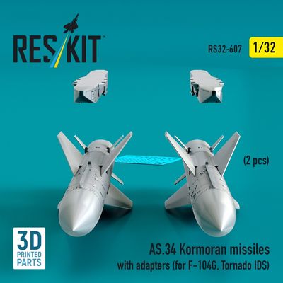 RS32-0607 - AS.34 Kormoran missiles with adapters(2 pcs) 3D printed model kit - 1:32