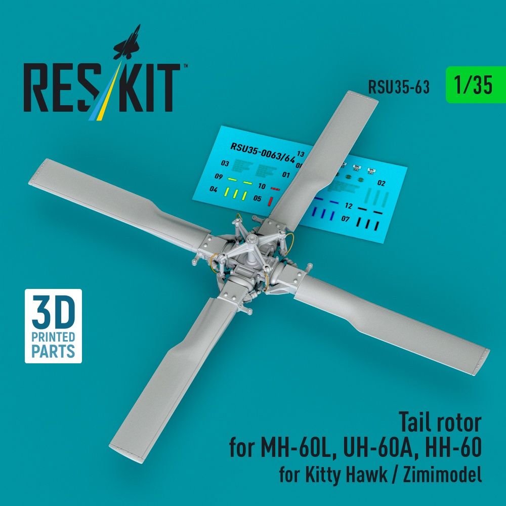 RSU35-0063 - Tail rotor for MH-60L,UH-60A,HH-60 for Kitty Hawk/Zimimodel 3D printed model kit - 1:35