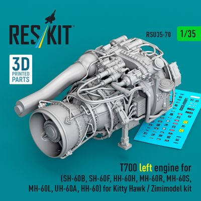 RSU35-0070 - T700 left engine for Kitty Hawk/Zimimodel kit 3D printed model kit - 1:35
