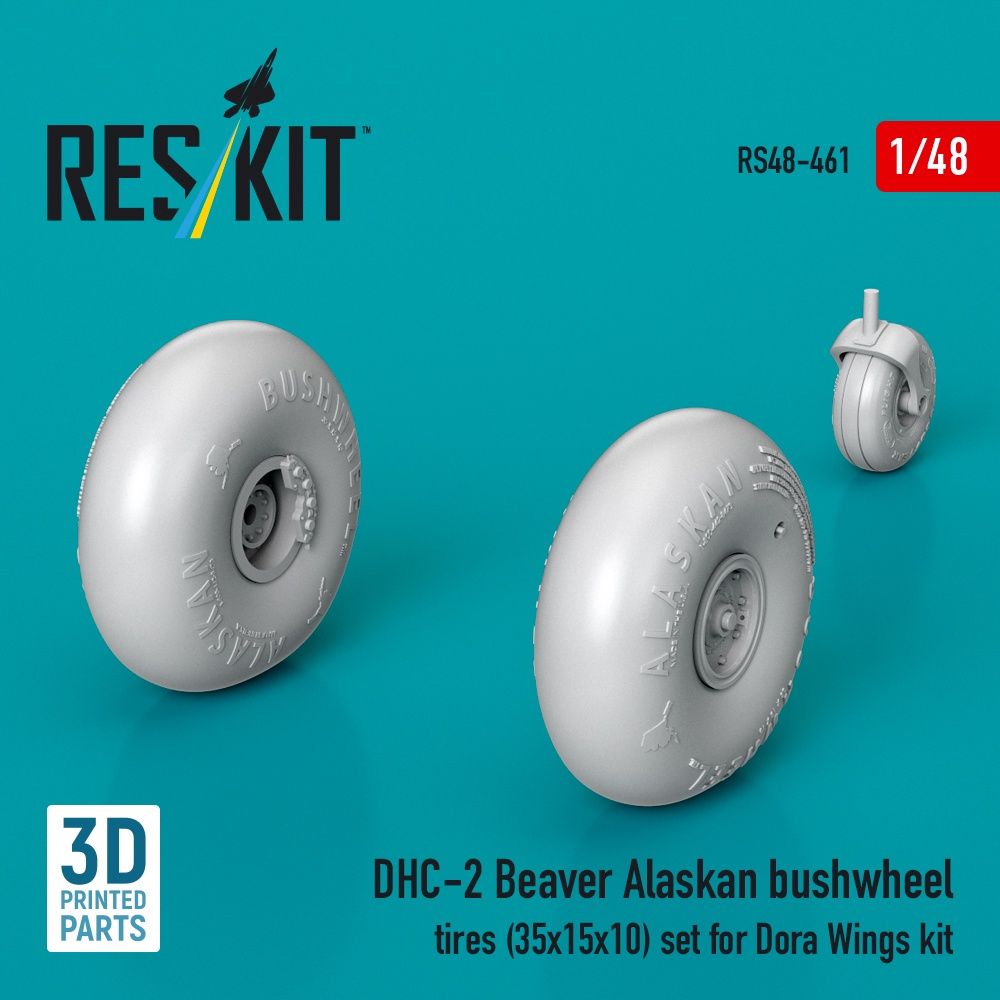 RS48-0461 - DHC-2 Beaver Alaskan bushwheel tires(35x15x10) set for Dora Wings kit 3D printed model kit - 1:48