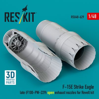 RSU48-0629 - F‑15E Strike Eagle late(F100-PW-229) open exhaust nozzles for Revell kit 3D printed model kit - 1:48
