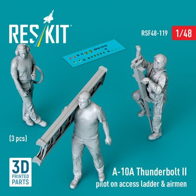 RSF48-0119 - A-10A Thunderbolt II pilot on access ladder&amp;airmen(3 pcs) 3D printed model kit - 1:48