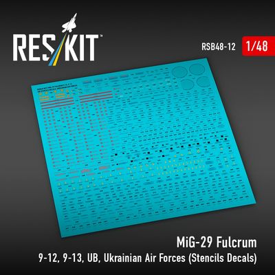 RSB48-0012 - MiG-29 Fulcrum 9-12,9-13,UB, Ukrainian Air Forces stencils decals for scale model - 1:48