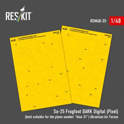 RSM48-0035 - Su-25 Frogfoot Dark Digital(Pixel)(best suitable for the plane number “blue 31”) Ukrainian Air Forces pre-cut painting masks for scale model - 1:48