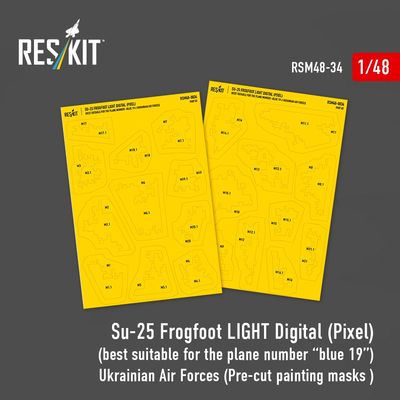 RSM48-0034 - Su-25 Frogfoot Light Digital(Pixel)(best suitable for the plane number “blue 19”) Ukrainian Air Forces pre-cut painting masks for scale model - 1:48