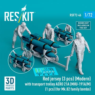 RSF72-0046 - Red jersey(3 pcs)(Modern) with transport trolley AERO 21A(MHU-191A/M)(1 pcs) 3D printed model kit - 1:72