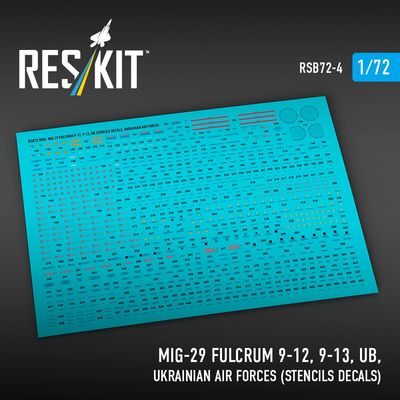 RSB72-0004 - MiG-29 Fulcrum 9-12,9-13,UB, Ukrainian Air Forces stencils decals for scale model - 1:72