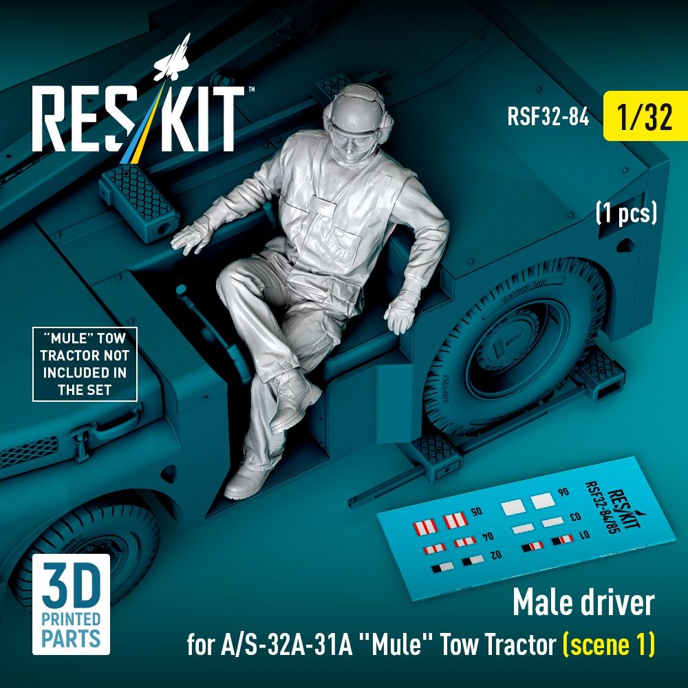 RSF32-0084 - Male driver for A/S-32A-31A "Mule" Tow Tractor (scene 1) (1 pcs) (3D Printed) - 1:32