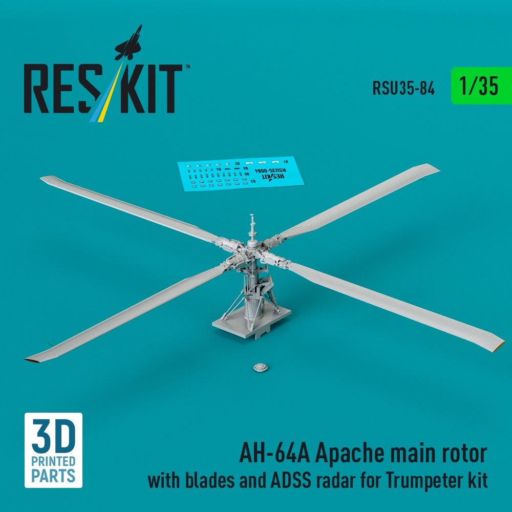 RSU35-0084 - AH-64A Apache main rotor with blades and ADSS radar for Trumpeter kit 3D printed model kit - 1:35