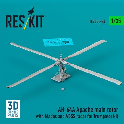 RSU35-0084 - AH-64A Apache main rotor with blades and ADSS radar for Trumpeter kit 3D printed model kit - 1:35