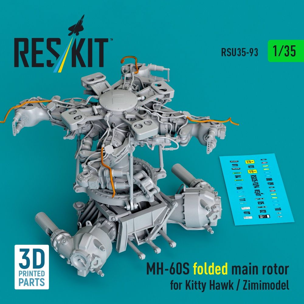 RSU35-0093 - MH-60S folded main rotor for Kitty Hawk/Zimimodel 3D printed model kit - 1:35