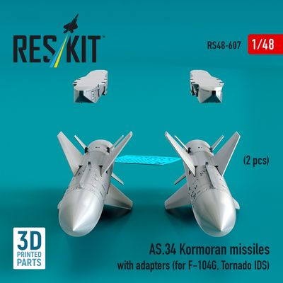 RS48-0607 - AS.34 Kormoran missiles with adapters(2 pcs) 3D printed model kit - 1:48