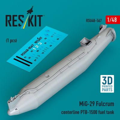 RSU48-0567 - MiG-29 Fulcrum centerline PTB-1500 fuel tank(1 pcs) 3D printed model kit - 1:48